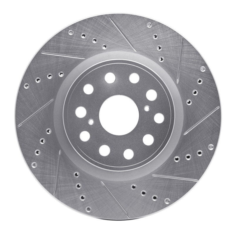 Lexus LS460 Brake Rotor (1) - Front Right - R1 Concepts - Drilled & Slotted - Silver - `07-`23